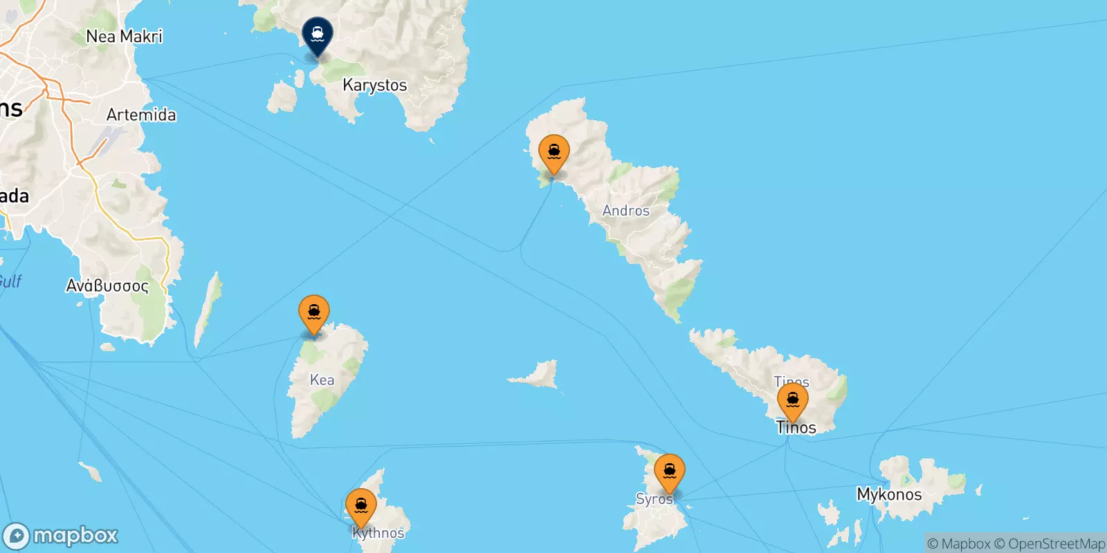 Ferries from the Cyclades Islands to Marmari