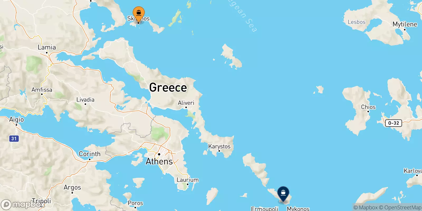 Ferries from the Sporades Islands to Tinos