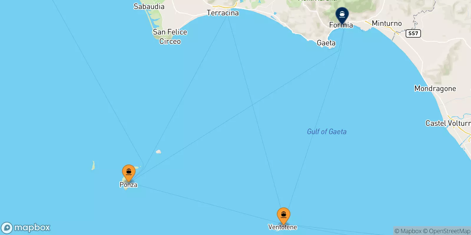 Ferries from the Pontine Islands to Formia