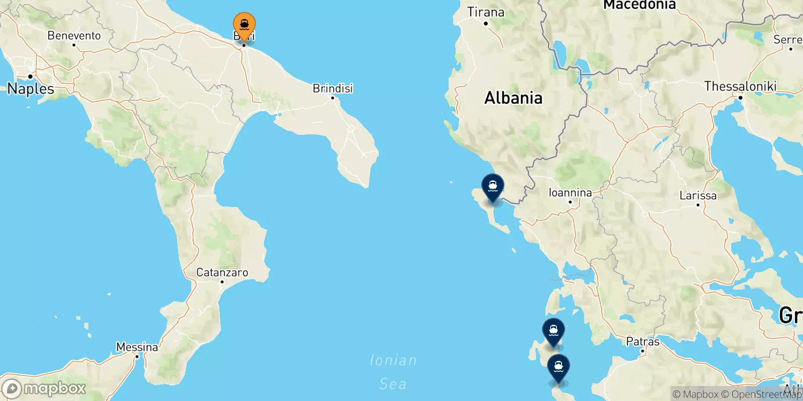 Ferries from Bari to the Ionian Islands