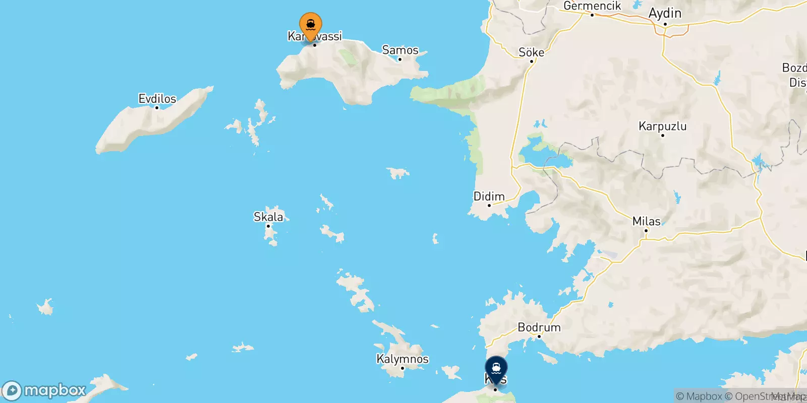 Ferries from Karlovassi (Samos) to Kos