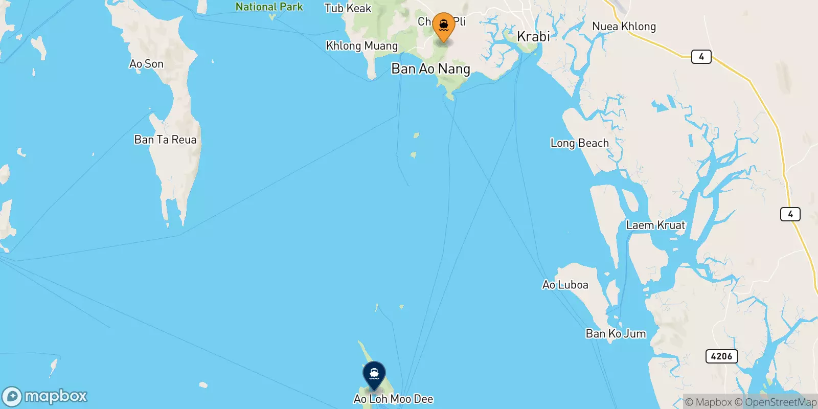 Ferries from Ao Nang (Nopparat Thara Pier) to the Phi Phi Islands