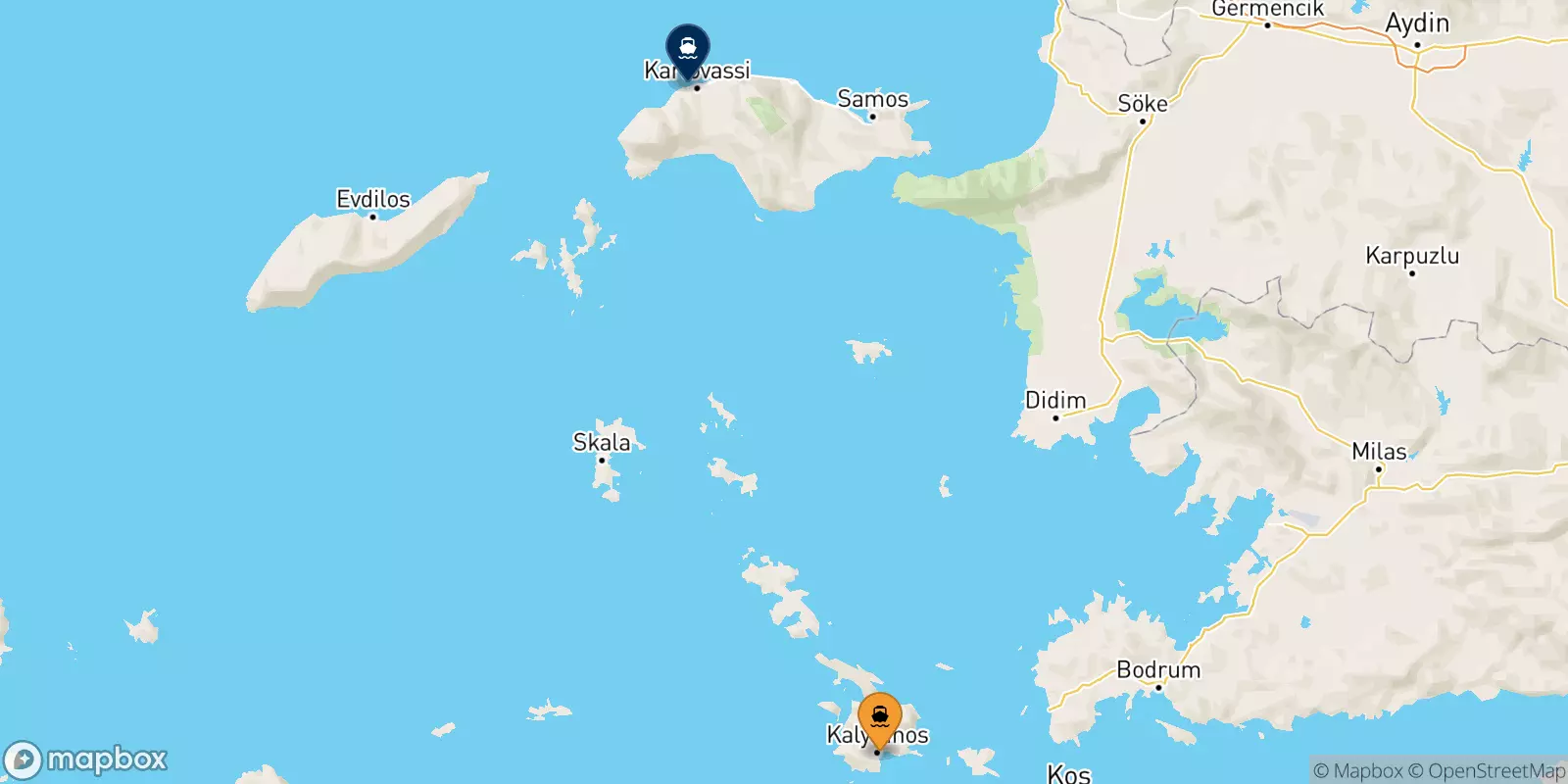 Ferries from Kalymnos to Karlovassi (Samos)