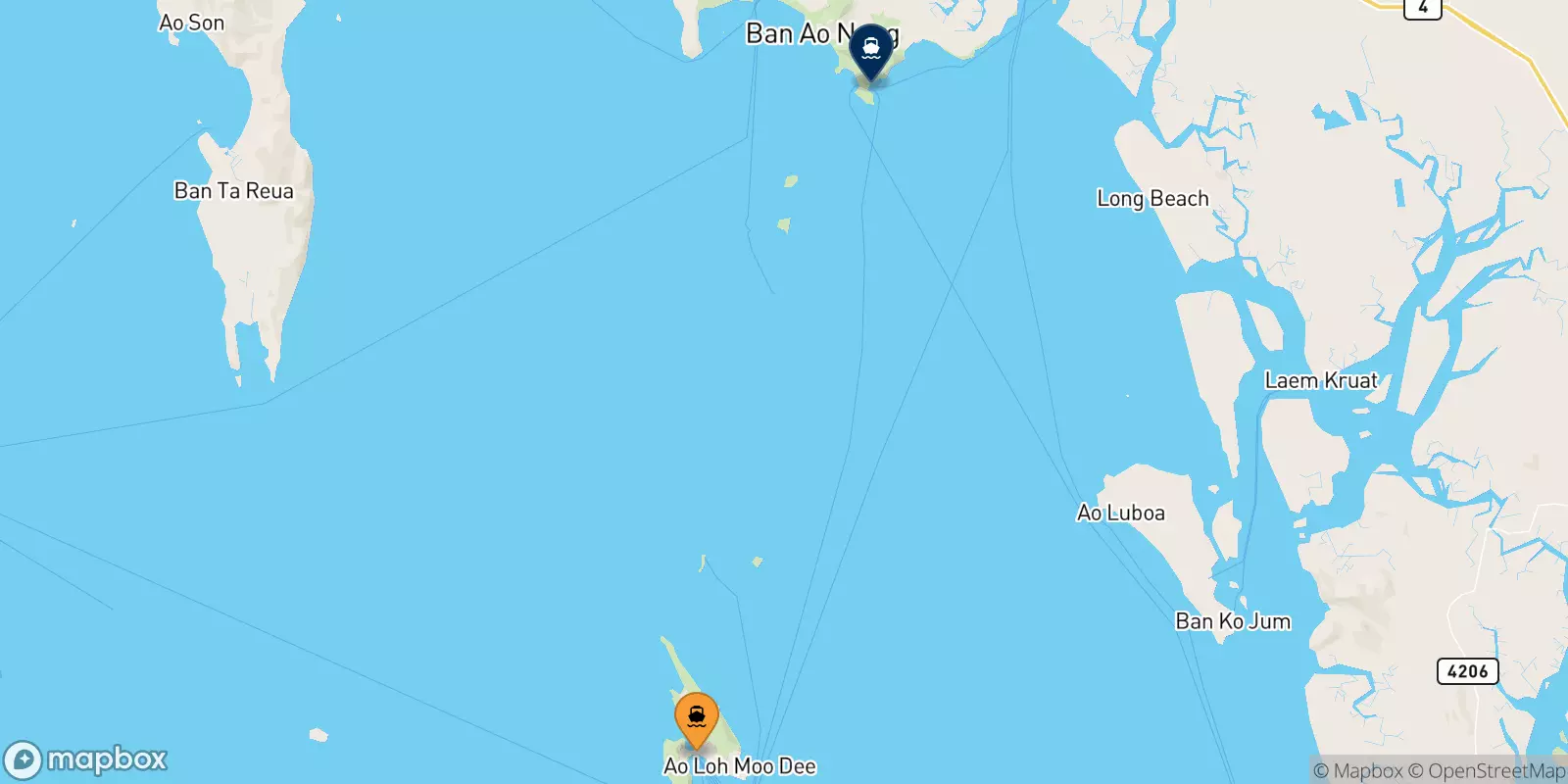 Ferries from Koh Phi Phi (Tonsai Pier) to East Railay Bay Beach Floating Pier
