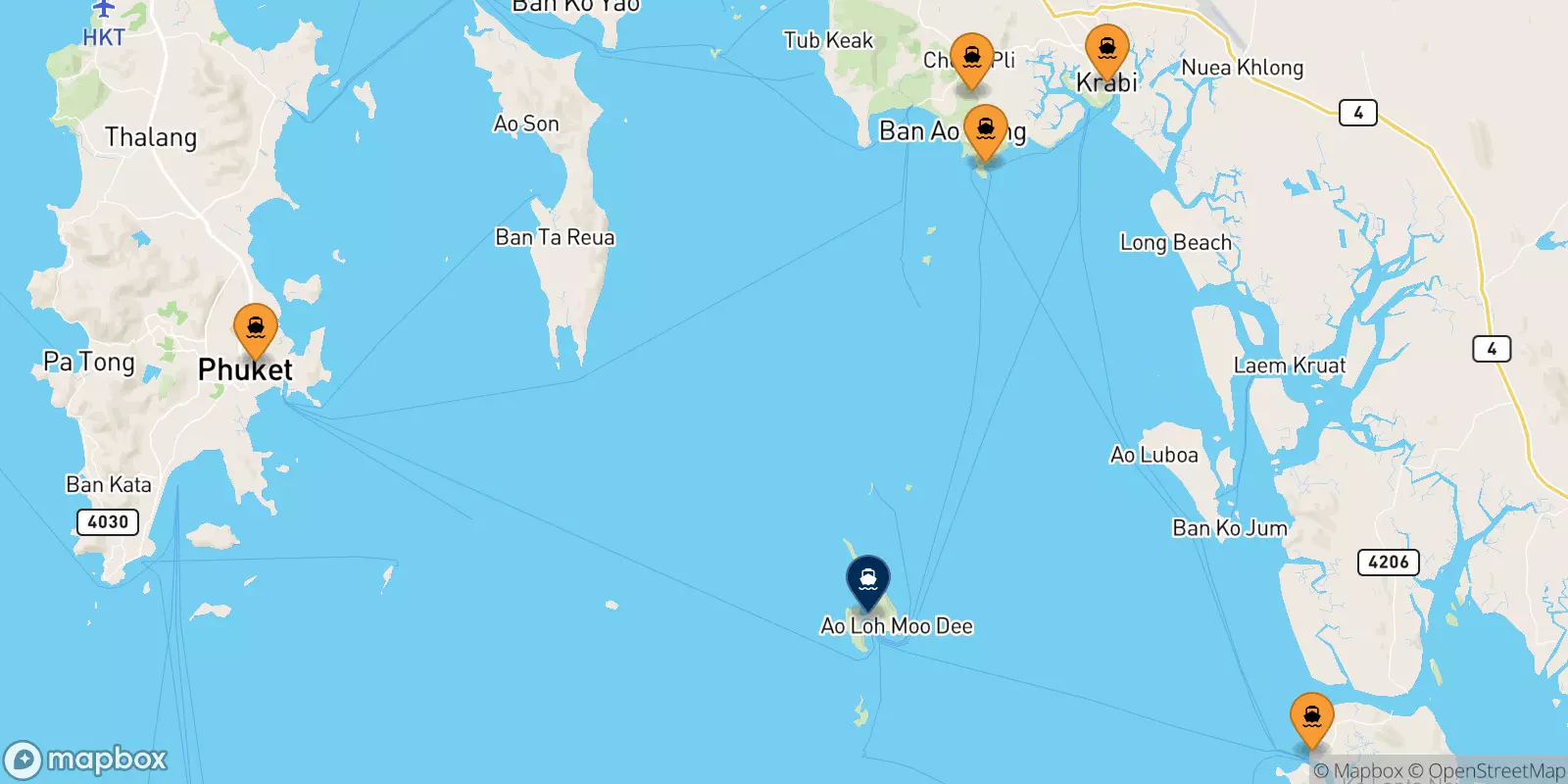 Ferries from Thailand to Koh Phi Phi (Tonsai Pier)