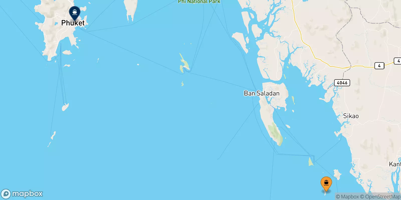 Ferries from Koh Kradan Beach to Phuket Island