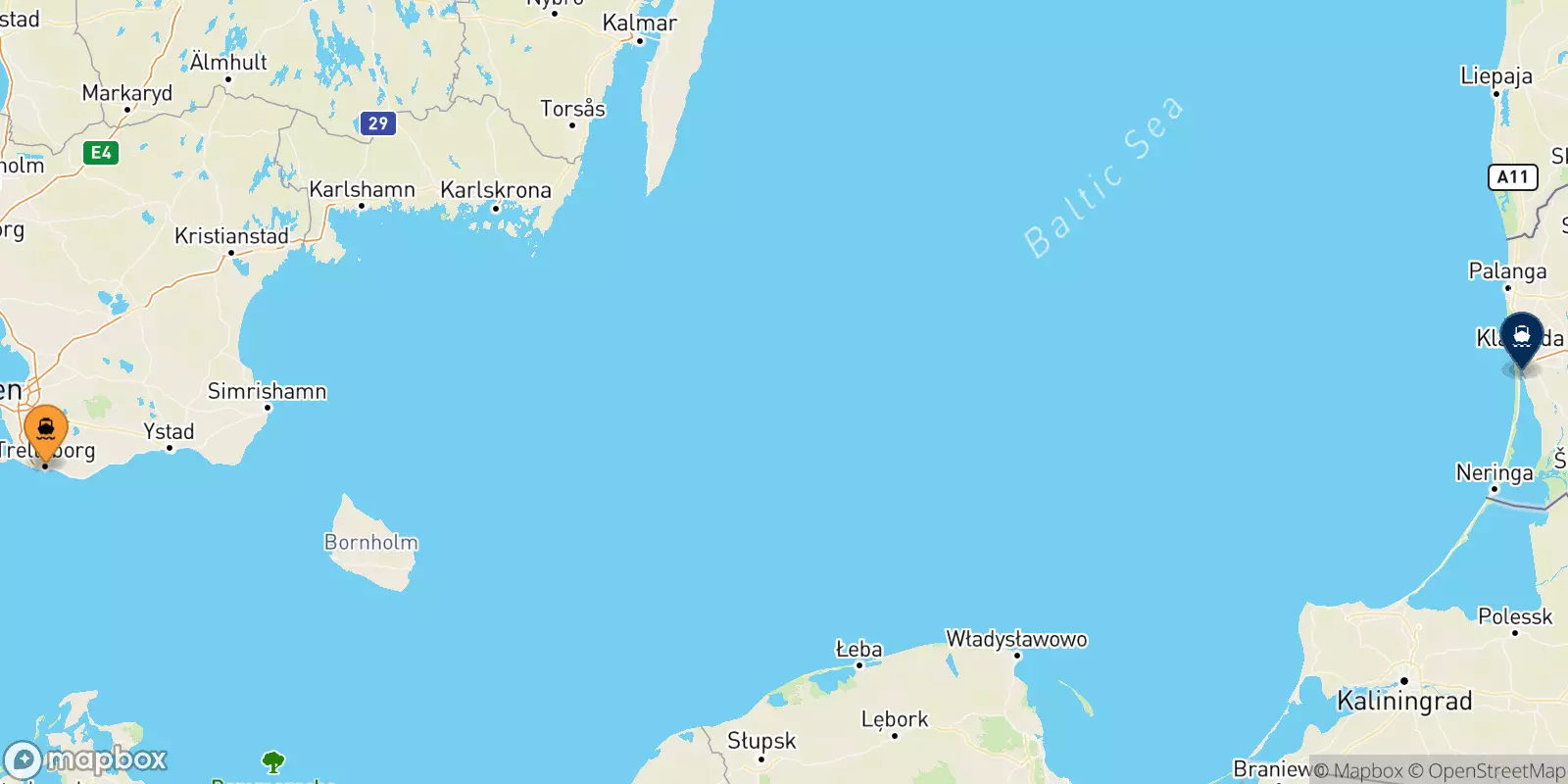Ferries from Trelleborg to Klaipeda