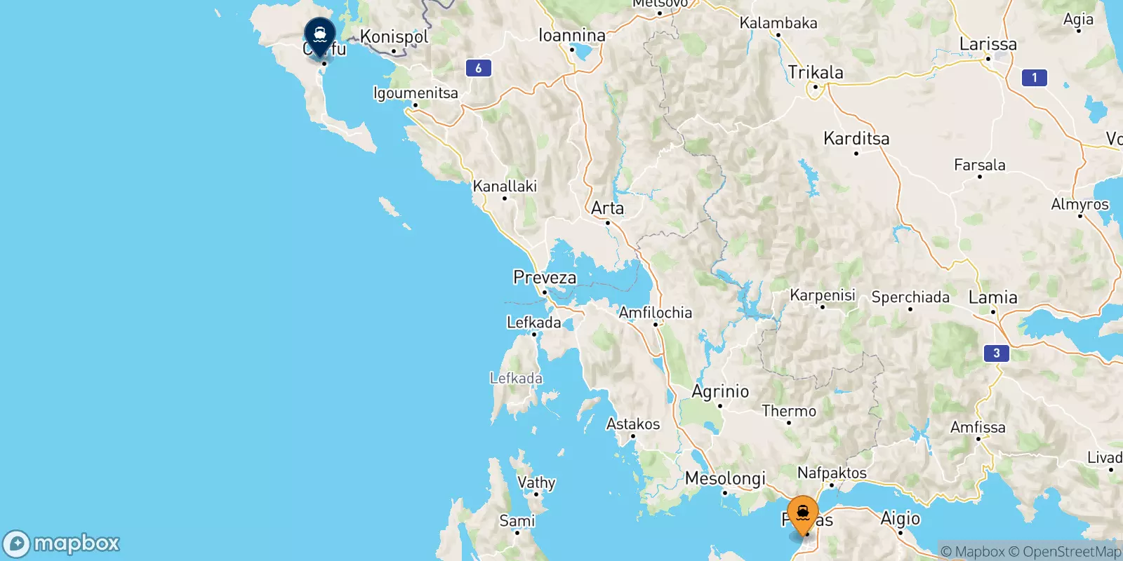 Ferries from Patras to Corfu