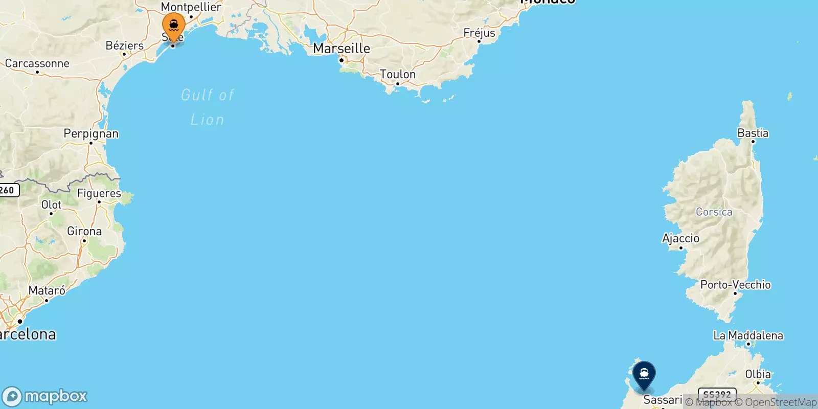 Ferries from Sete to Sardinia