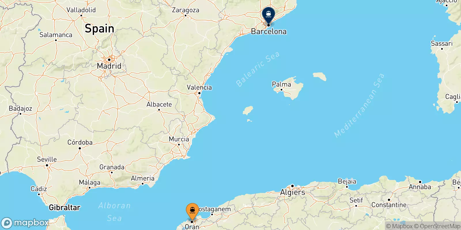 Ferries from Oran to Barcelona
